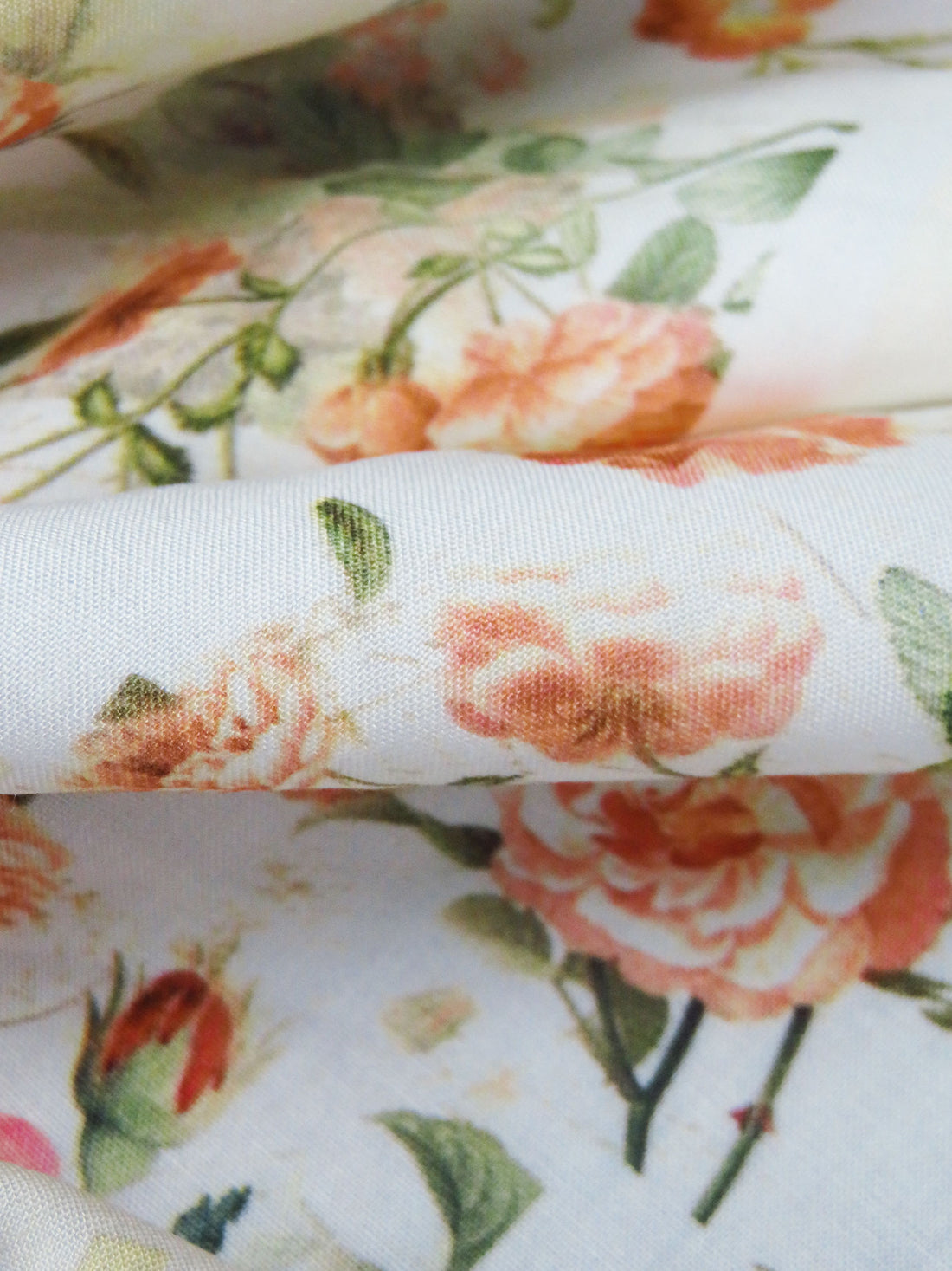 White/Dark Salmon/Lemon/Multi 100% Rayon Floral Patchwork Print Challis 58W