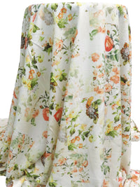 White/Dark Salmon/Lemon/Multi 100% Rayon Floral Patchwork Print Challis 58W