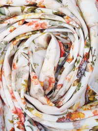 White/Medium Vermilion/Lemon/Multi 100% Rayon Floral Patchwork Print Challis 58W