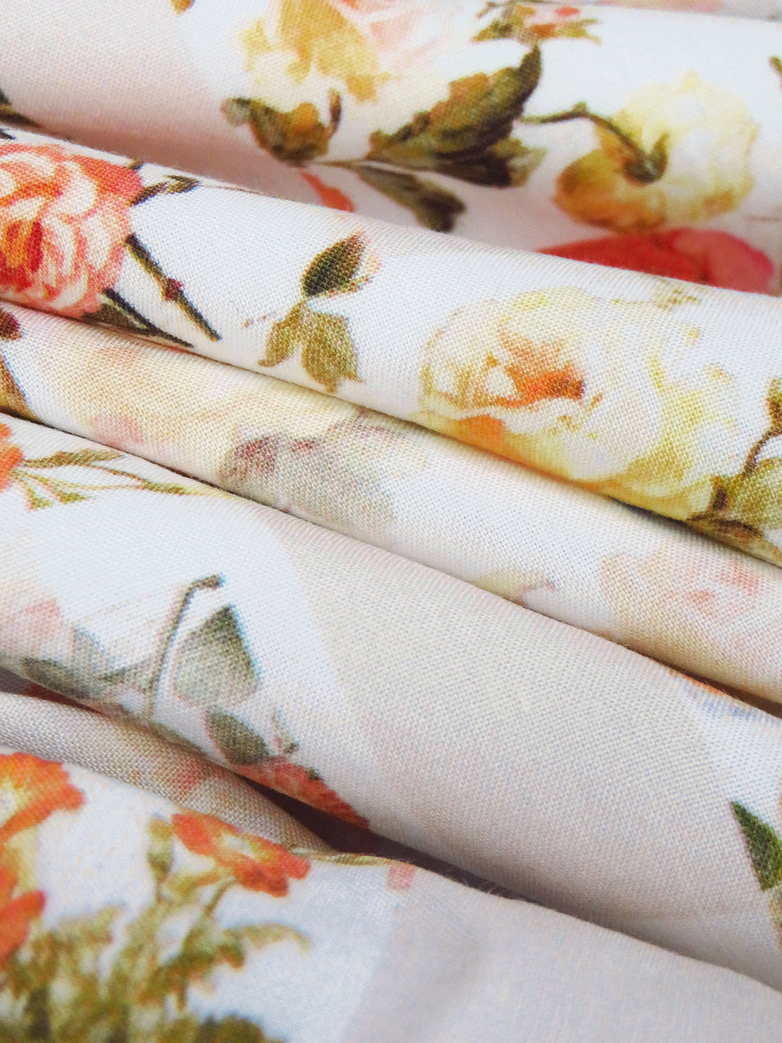 White/Medium Vermilion/Lemon/Multi 100% Rayon Floral Patchwork Print Challis 58W