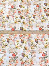 White/Medium Vermilion/Lemon/Multi 100% Rayon Floral Patchwork Print Challis 58W