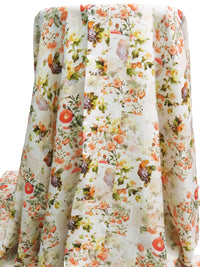 White/Medium Vermilion/Lemon/Multi 100% Rayon Floral Patchwork Print Challis 58W