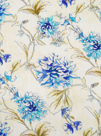 Cream/Aqua/Dark Gold/Multi 100% Rayon Floral Vine Print Challis 57W