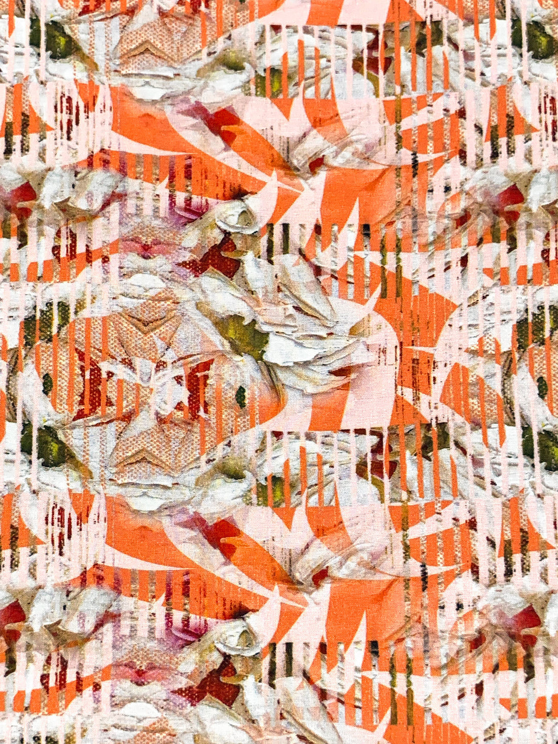 Mandarin/Deep Maroon/Multi 100% Rayon Abstract Print Challis 58W