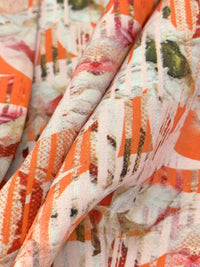 Mandarin/Deep Maroon/Multi 100% Rayon Abstract Print Challis 58W