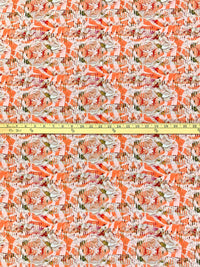 Mandarin/Deep Maroon/Multi 100% Rayon Abstract Print Challis 58W