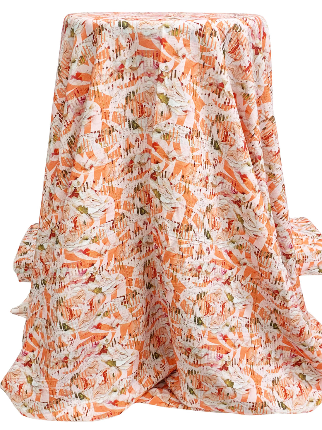 Mandarin/Deep Maroon/Multi 100% Rayon Abstract Print Challis 58W