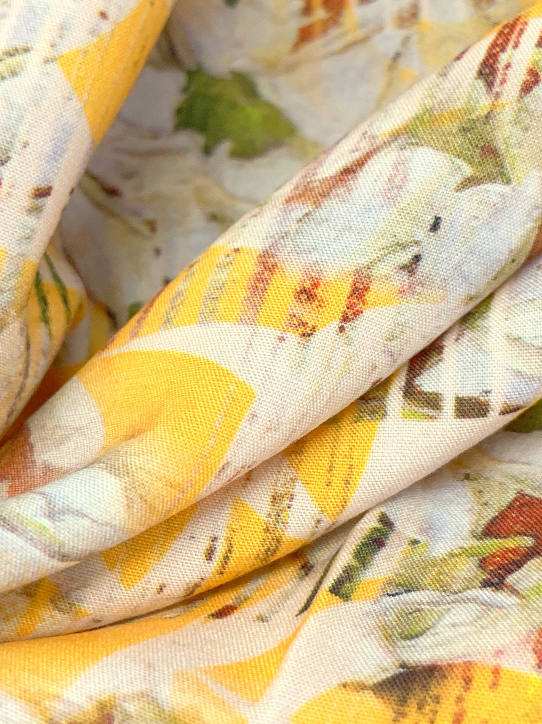 Maize/Dark Olive Green/Multi 100% Rayon Abstract Print Challis 57W