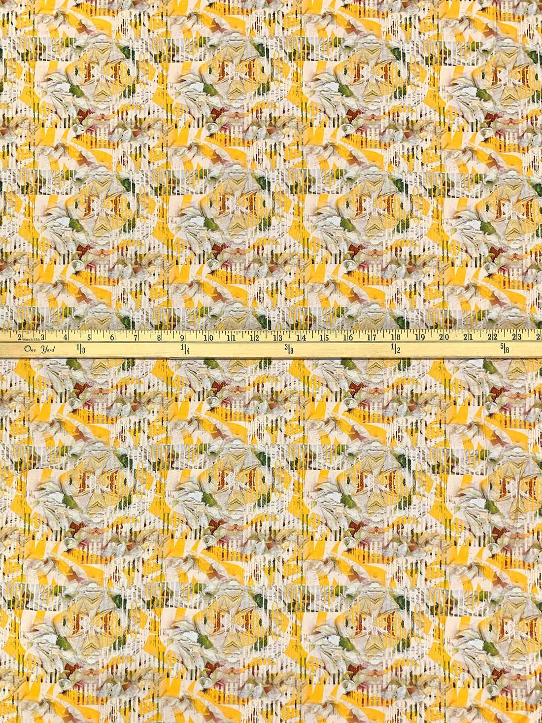 Maize/Dark Olive Green/Multi 100% Rayon Abstract Print Challis 57W