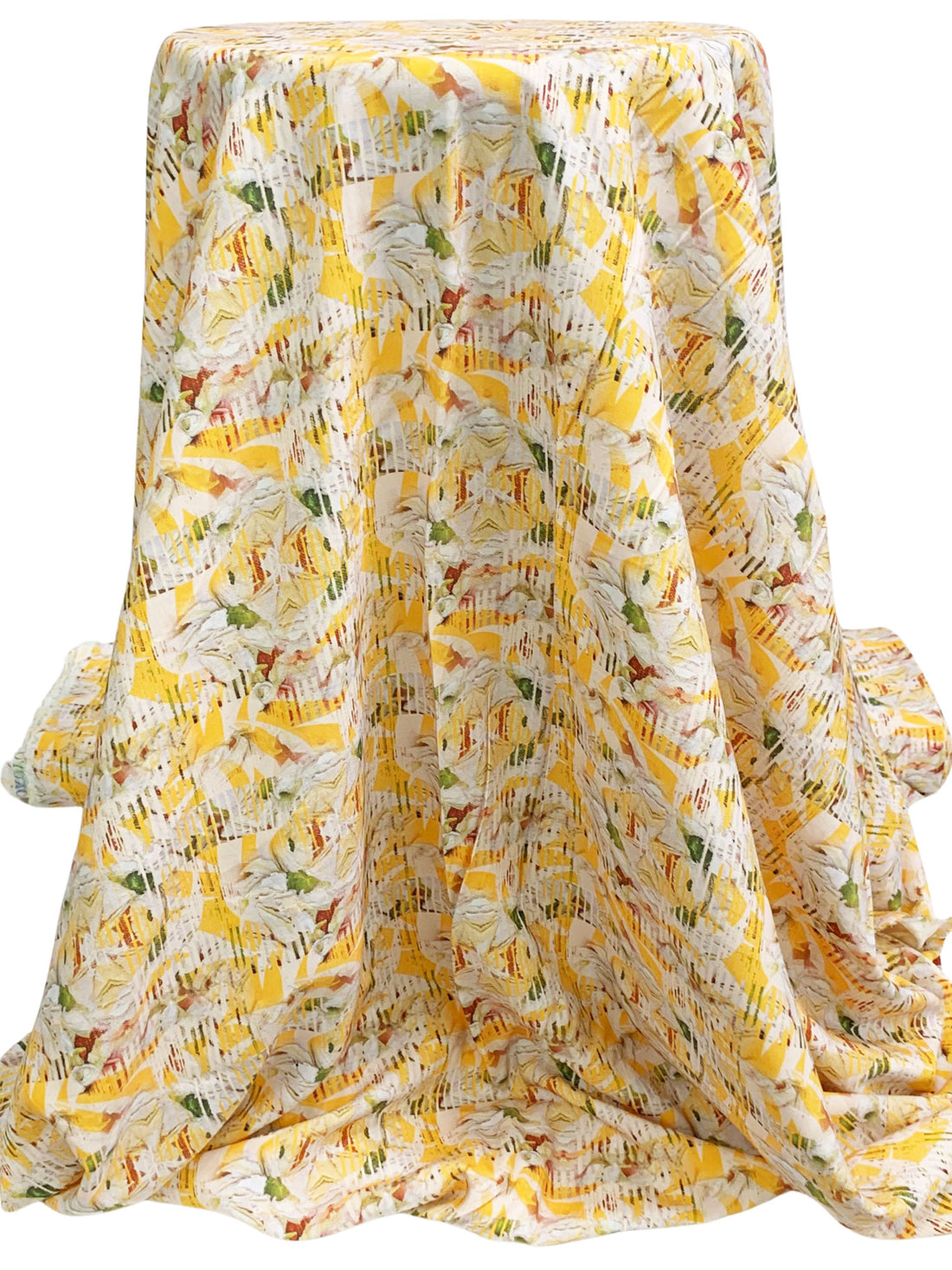 Maize/Dark Olive Green/Multi 100% Rayon Abstract Print Challis 57W