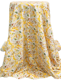 Maize/Dark Olive Green/Multi 100% Rayon Abstract Print Challis 57W