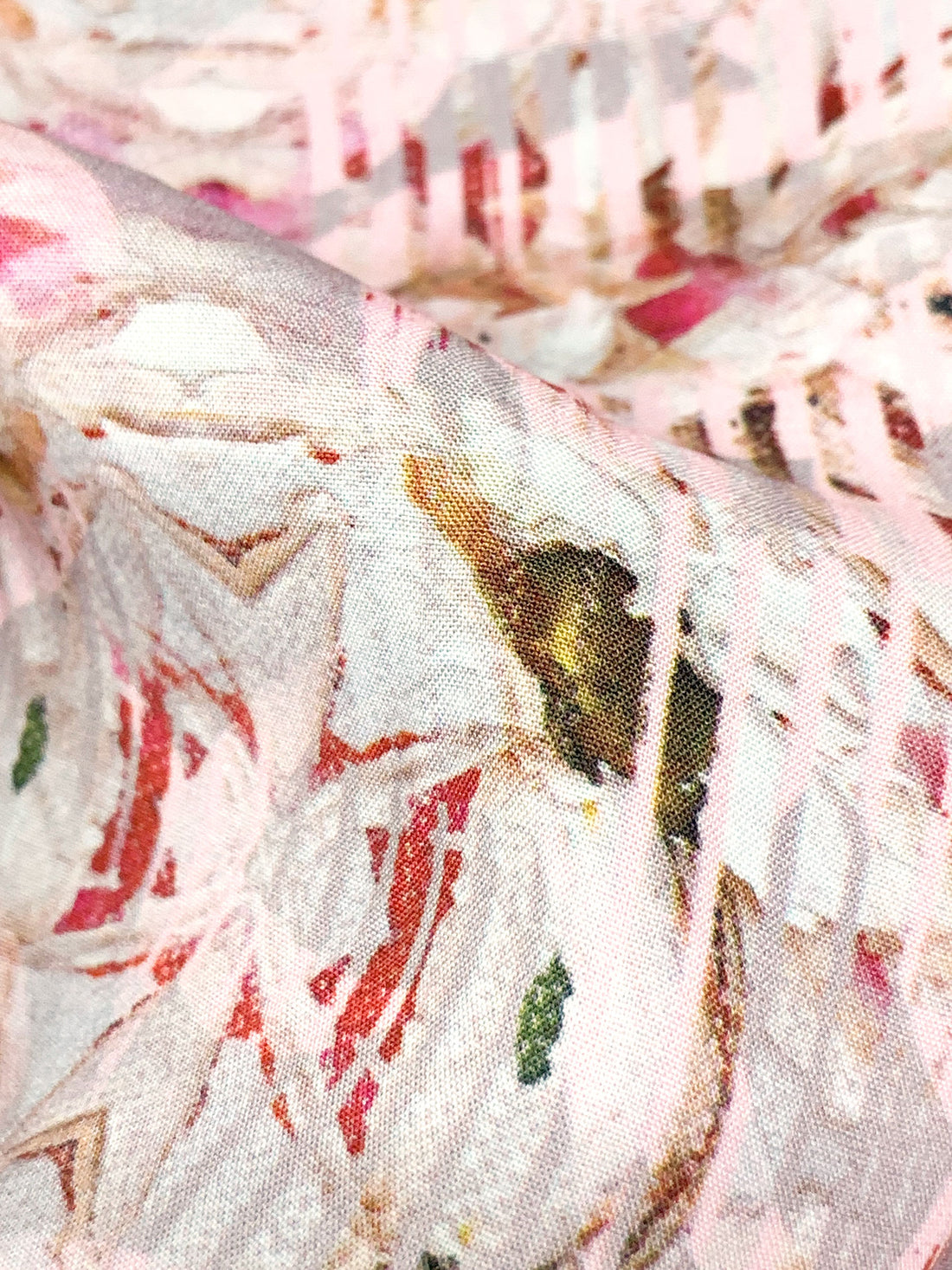 Pale Pink/Medium Carmine/Multi 100% Rayon Abstract Print Challis 56W