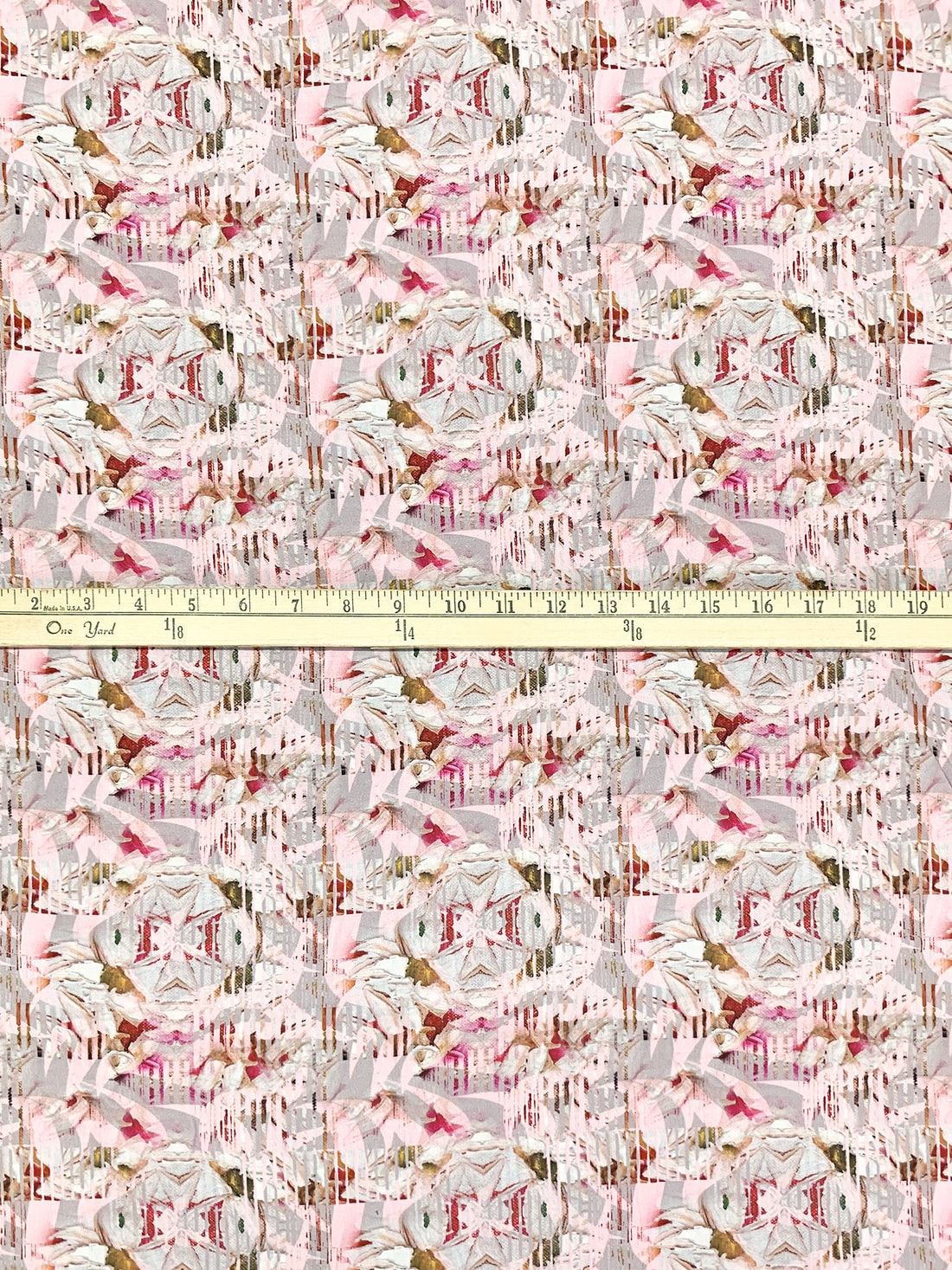 Pale Pink/Medium Carmine/Multi 100% Rayon Abstract Print Challis 56W