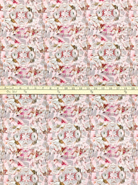 Pale Pink/Medium Carmine/Multi 100% Rayon Abstract Print Challis 56W