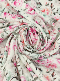 Alabaster/Pastel Magenta/English Red/Multi 100% Rayon Floral Print Challis 58W