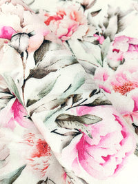 Alabaster/Pastel Magenta/English Red/Multi 100% Rayon Floral Print Challis 58W