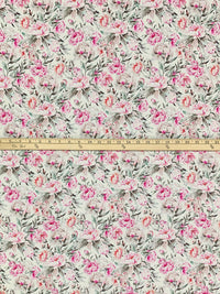 Alabaster/Pastel Magenta/English Red/Multi 100% Rayon Floral Print Challis 58W