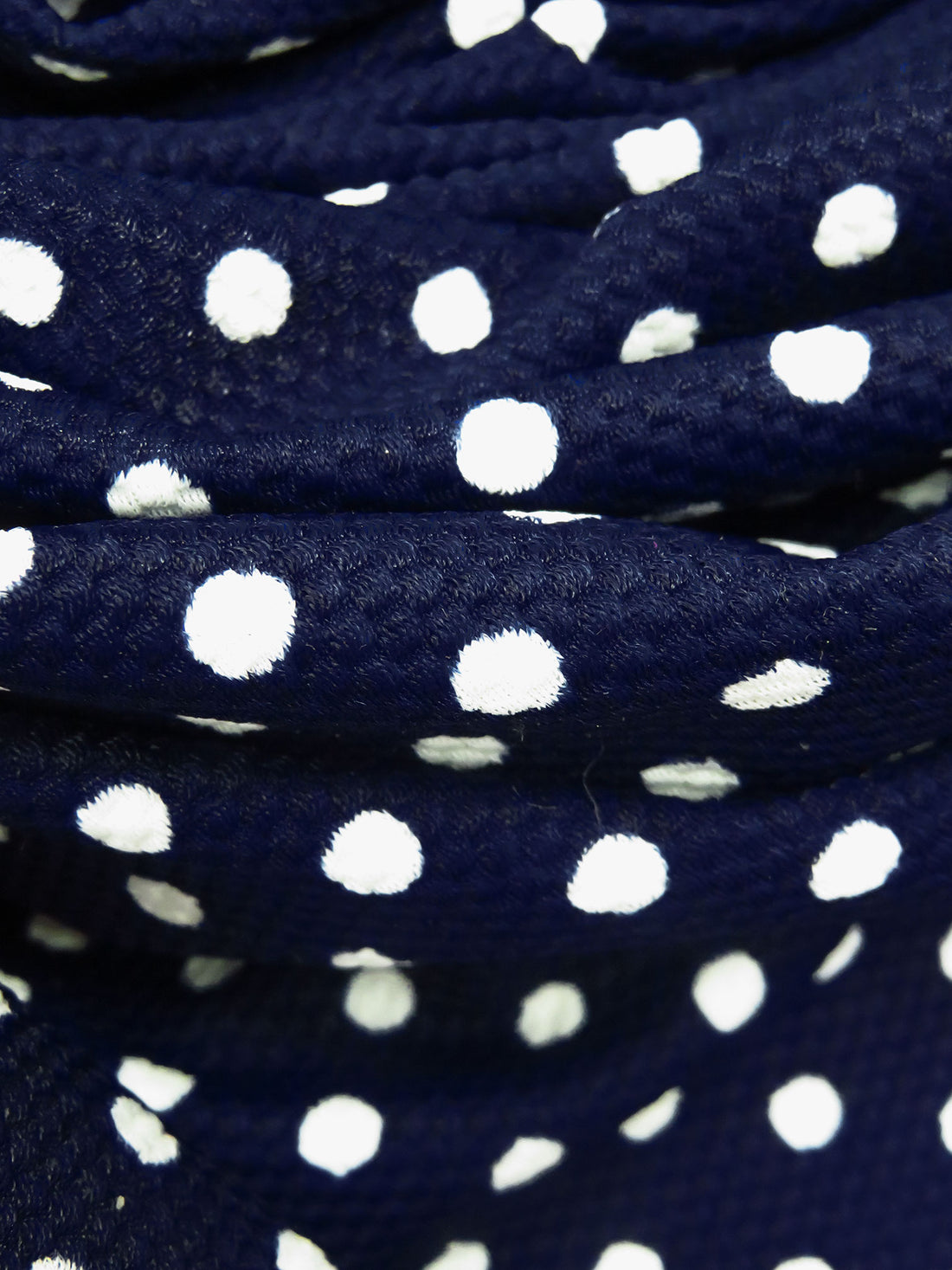 Midnight Navy/White Nylon/Lycra Dot Print Pique Swimwear Knit 53W