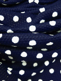 Midnight Navy/White Nylon/Lycra Dot Print Pique Swimwear Knit 53W