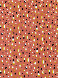 Terracotta/Goldenrod/Black/Multi 100% Rayon Abstract Dots Print Challis 54W