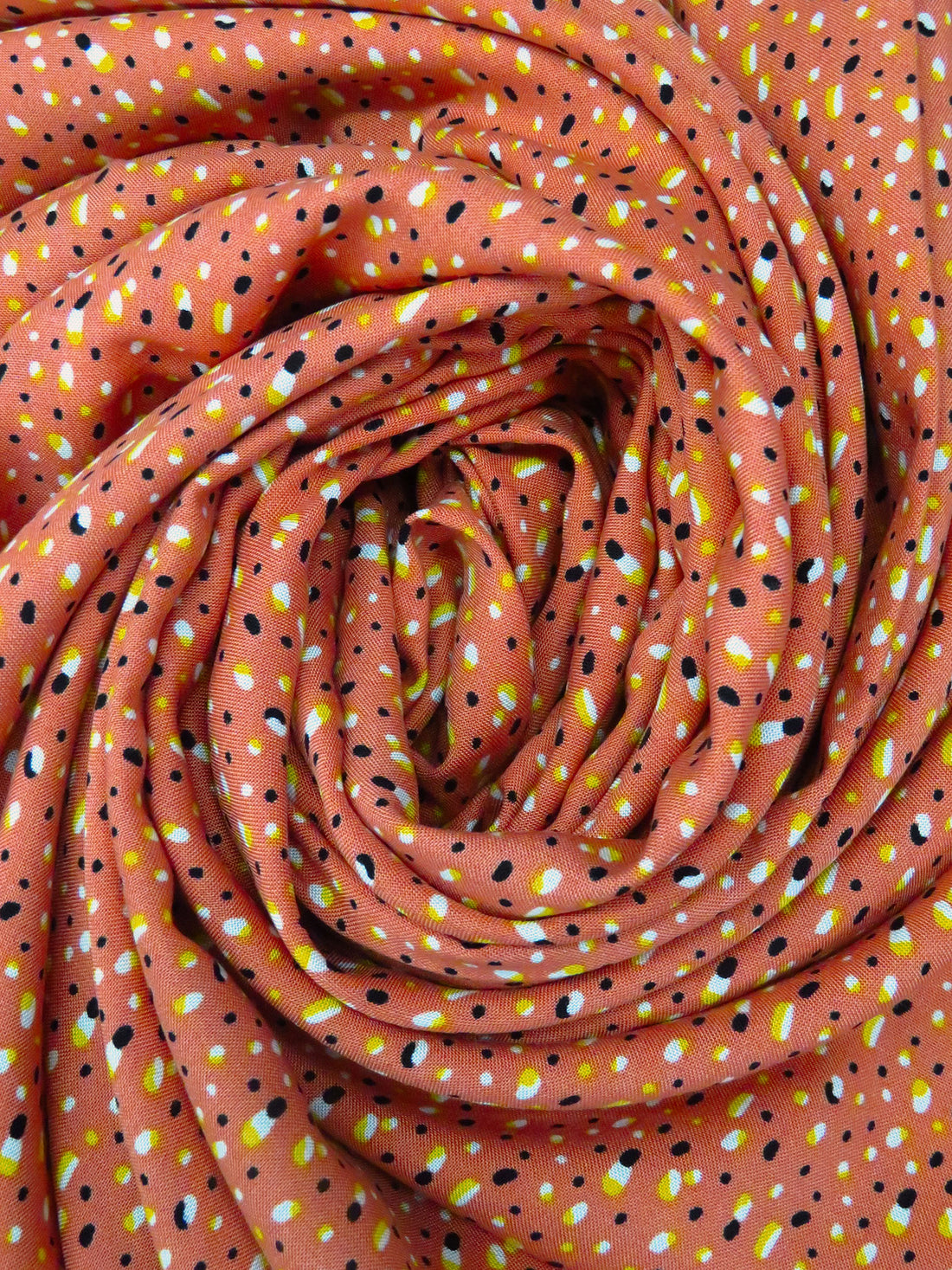 Terracotta/Goldenrod/Black/Multi 100% Rayon Abstract Dots Print Challis 54W