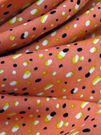 Terracotta/Goldenrod/Black/Multi 100% Rayon Abstract Dots Print Challis 54W