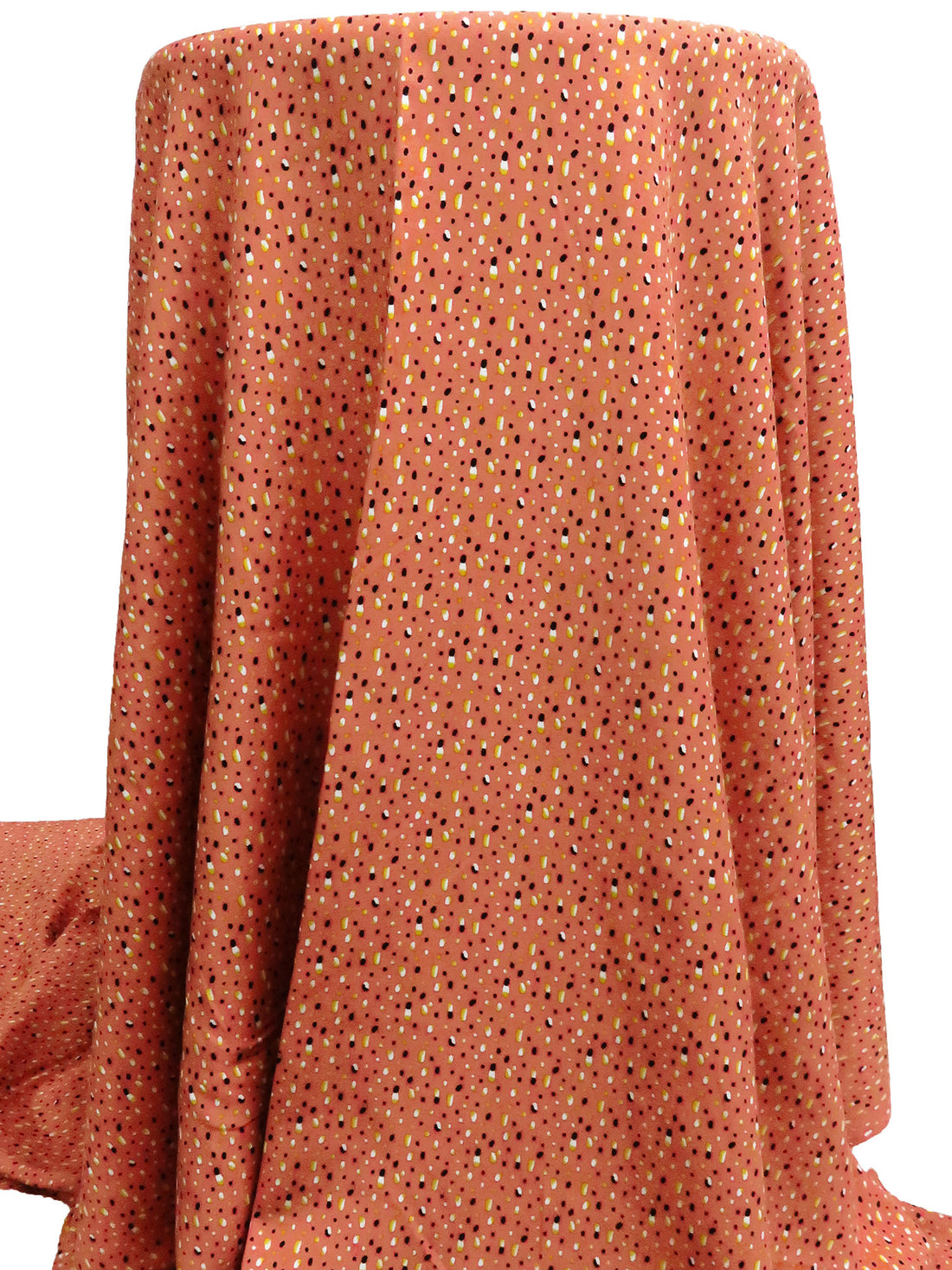 Terracotta/Goldenrod/Black/Multi 100% Rayon Abstract Dots Print Challis 54W