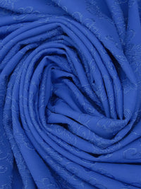 Dark Cornflower Nylon/Lycra Decorative Floral Embroidered-Look Double Knit 58W