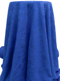 Dark Cornflower Nylon/Lycra Decorative Floral Embroidered-Look Double Knit 58W