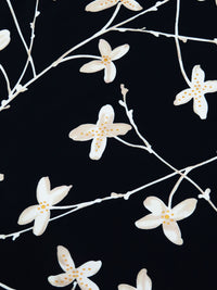 Black/Sand/Tan/Gold Nylon/Lycra Floral Branches Print Swimwear Knit 57W