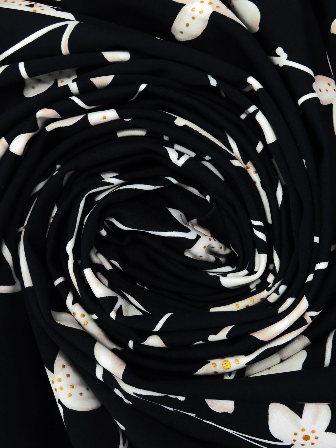 Black/Sand/Tan/Gold Nylon/Lycra Floral Branches Print Swimwear Knit 57W