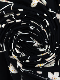 Black/Sand/Tan/Gold Nylon/Lycra Floral Branches Print Swimwear Knit 57W