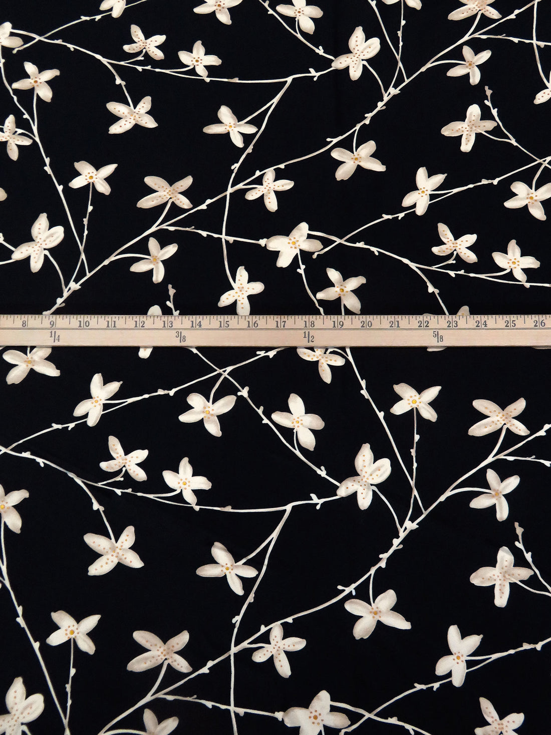 Black/Sand/Tan/Gold Nylon/Lycra Floral Branches Print Swimwear Knit 57W