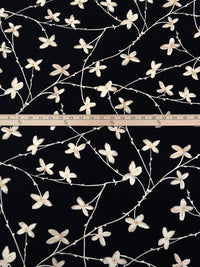 Black/Sand/Tan/Gold Nylon/Lycra Floral Branches Print Swimwear Knit 57W