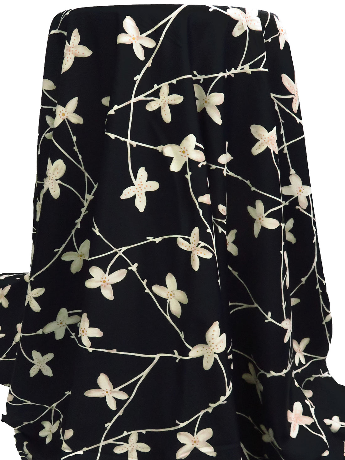 Black/Sand/Tan/Gold Nylon/Lycra Floral Branches Print Swimwear Knit 57W