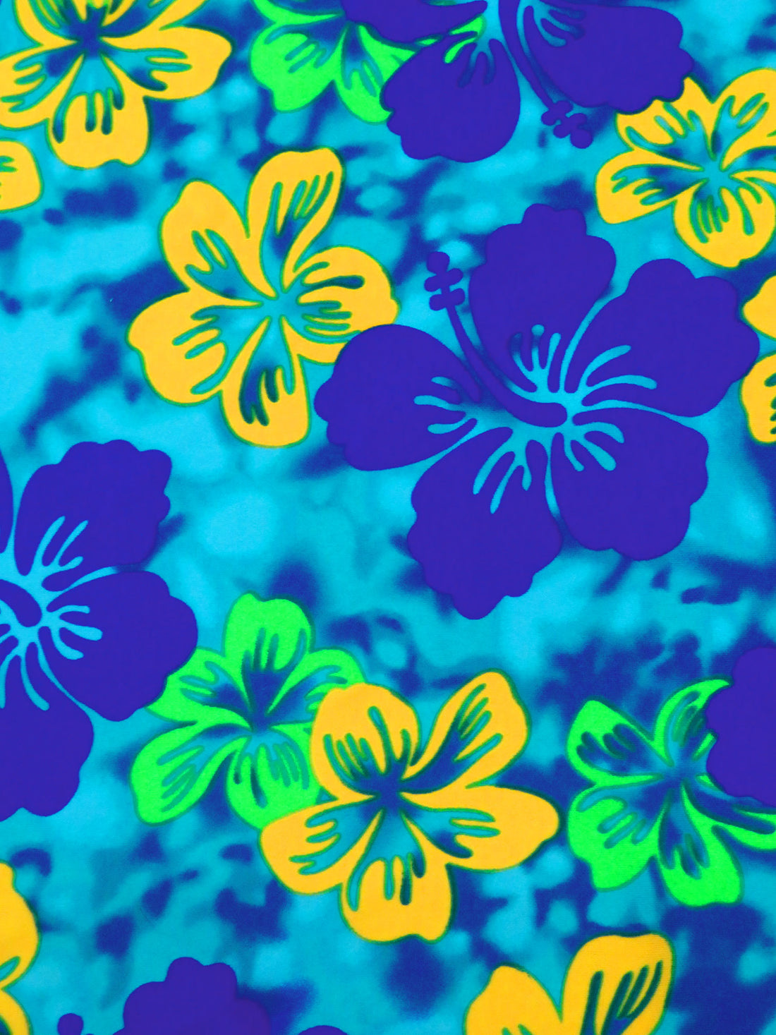 Aqua/Lime/Lemon/Multi Nylon/Lycra Tropical Floral Print Swimwear Knit 62W