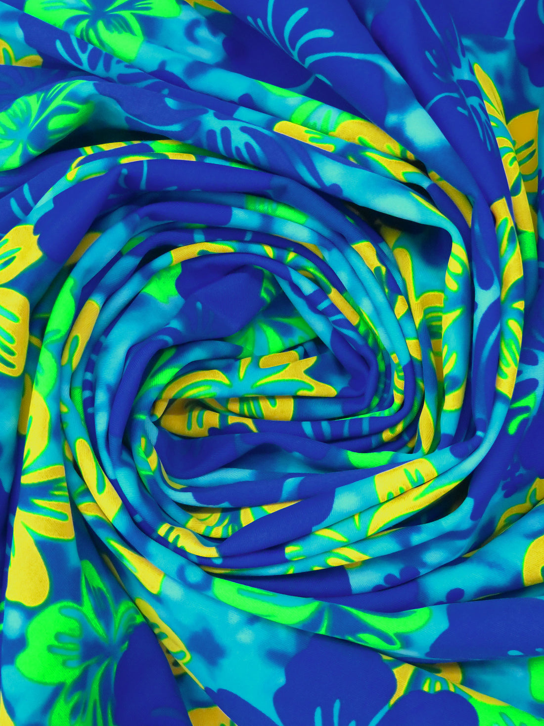 Aqua/Lime/Lemon/Multi Nylon/Lycra Tropical Floral Print Swimwear Knit 62W