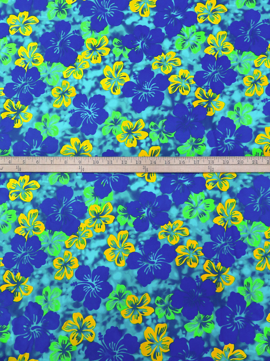 Aqua/Lime/Lemon/Multi Nylon/Lycra Tropical Floral Print Swimwear Knit 62W