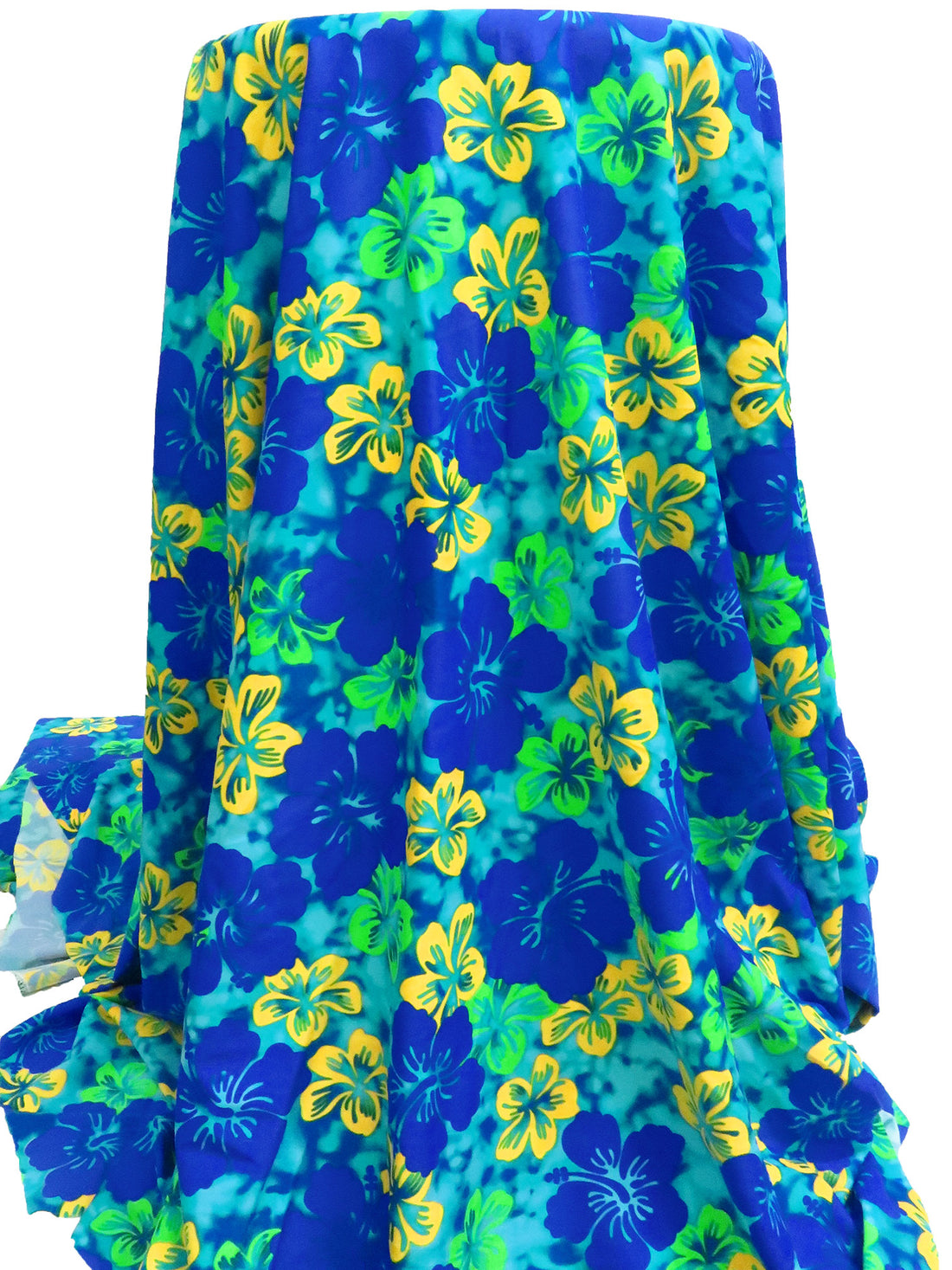 Aqua/Lime/Lemon/Multi Nylon/Lycra Tropical Floral Print Swimwear Knit 62W