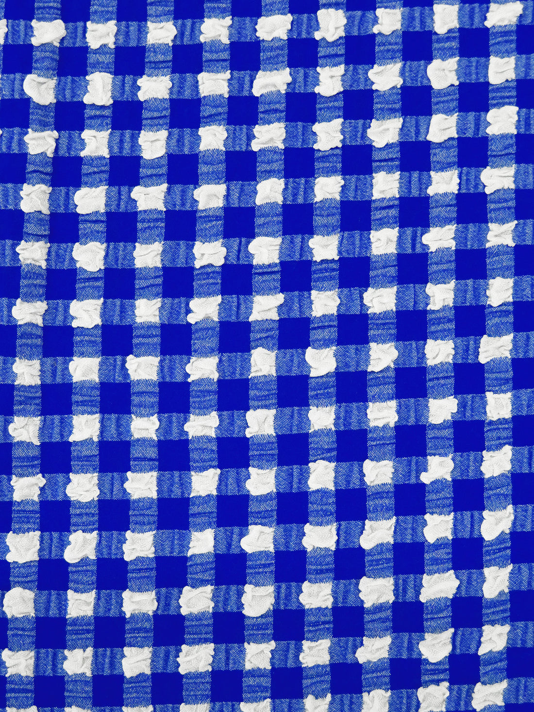 Dark Blue/White Polyester/Lycra Puckered Gingham Weave Blouse Weight Woven 56W
