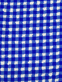 Dark Blue/White Polyester/Lycra Puckered Gingham Weave Blouse Weight Woven 56W