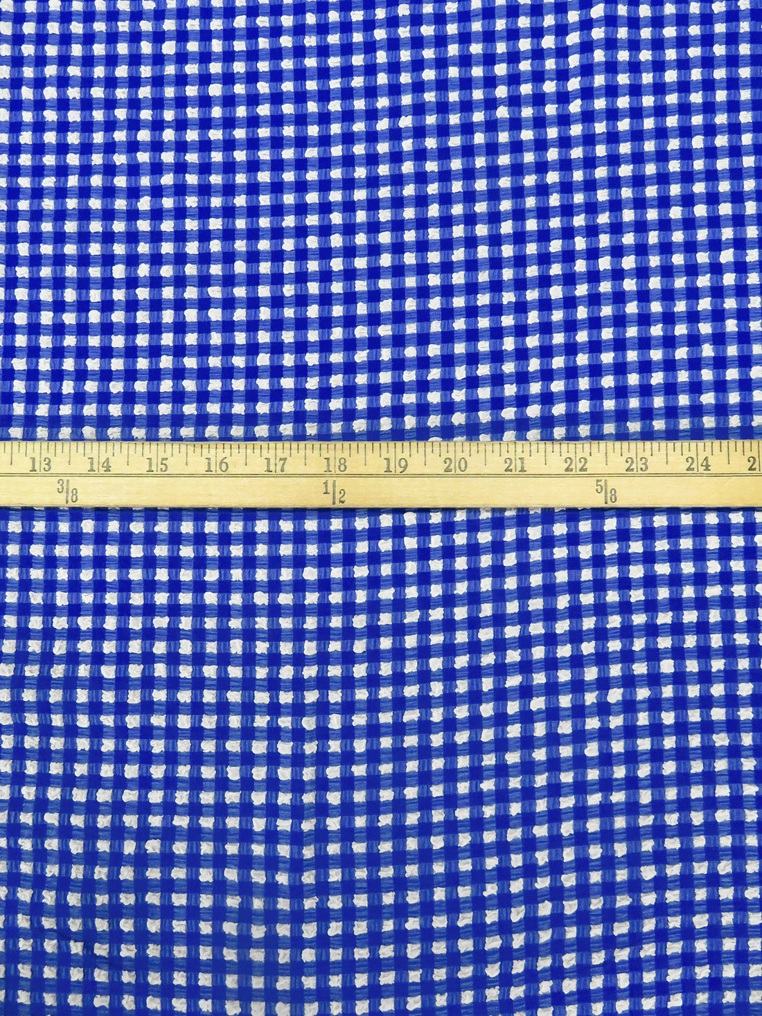 Dark Blue/White Polyester/Lycra Puckered Gingham Weave Blouse Weight Woven 56W