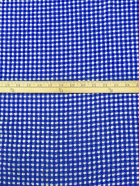 Dark Blue/White Polyester/Lycra Puckered Gingham Weave Blouse Weight Woven 56W