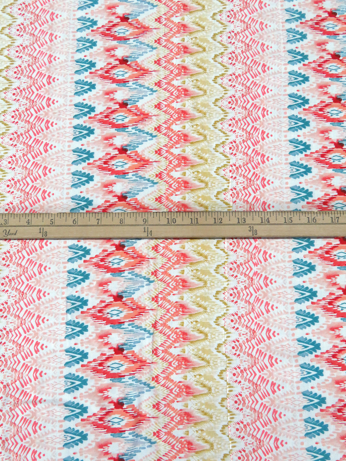 White/Brass/Light Salmon/Multi 100% Rayon Abstract Print Challis 53W