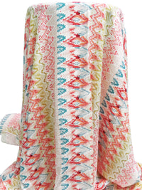 White/Brass/Light Salmon/Multi 100% Rayon Abstract Print Challis 53W