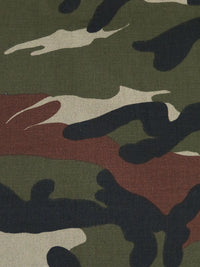 Army Green/Black/Red Bean/Multi Cotton/Lycra Camouflage Print Stretch Twill 51W