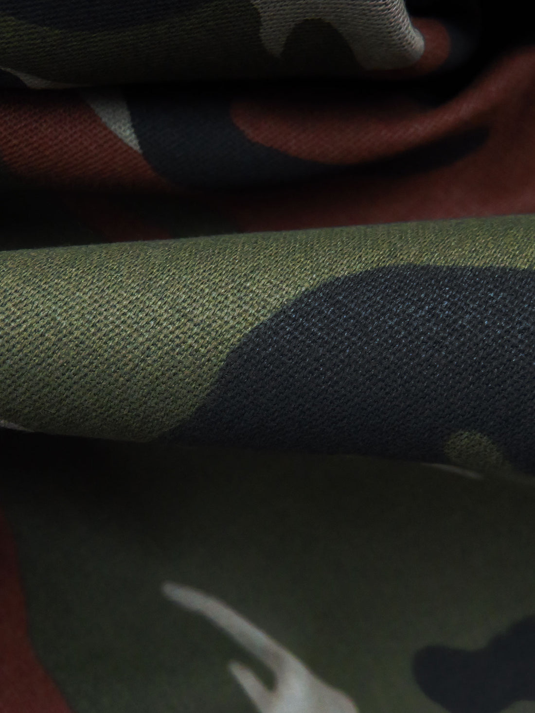 Army Green/Black/Red Bean/Multi Cotton/Lycra Camouflage Print Stretch Twill 51W