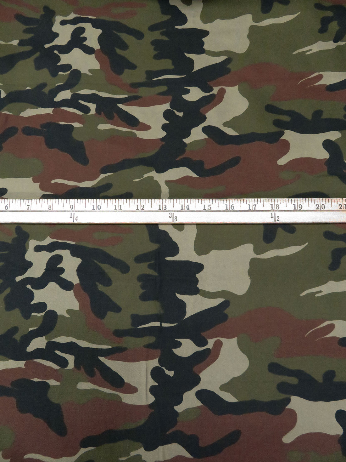 Army Green/Black/Red Bean/Multi Cotton/Lycra Camouflage Print Stretch Twill 51W