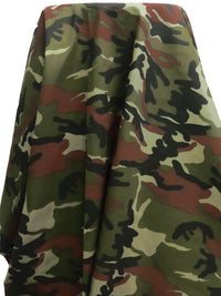 Army Green/Black/Red Bean/Multi Cotton/Lycra Camouflage Print Stretch Twill 51W