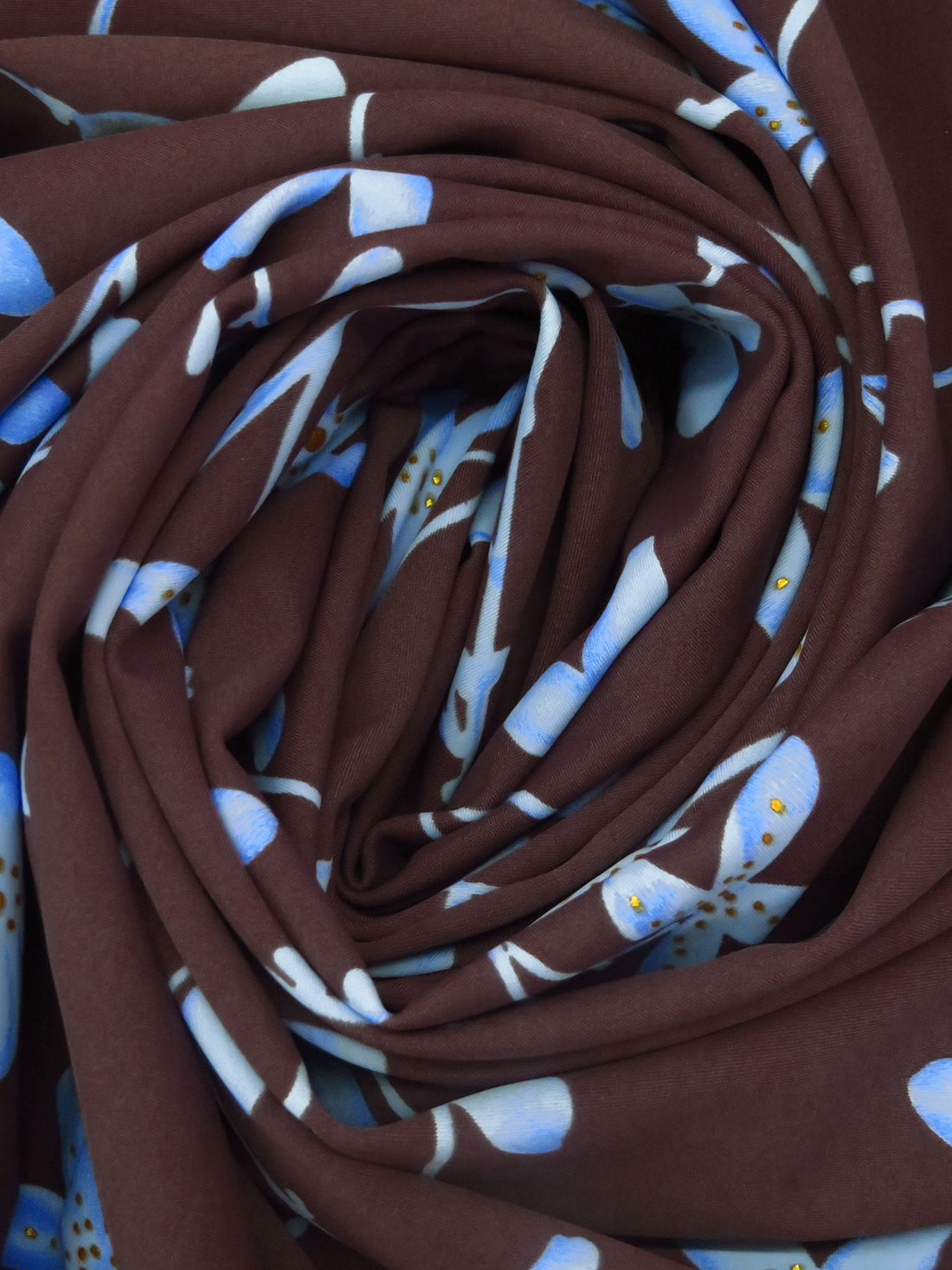 Very Dark Puce/Cornflower/Gold Nylon/Lycra Floral Branches Print Swimwear Knit 57W